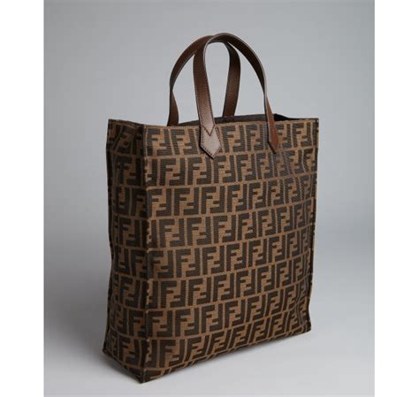 fendi tobacco zucca tote|Fendi zucca shopper tote.